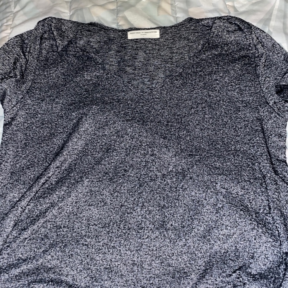 Black washed v neck top